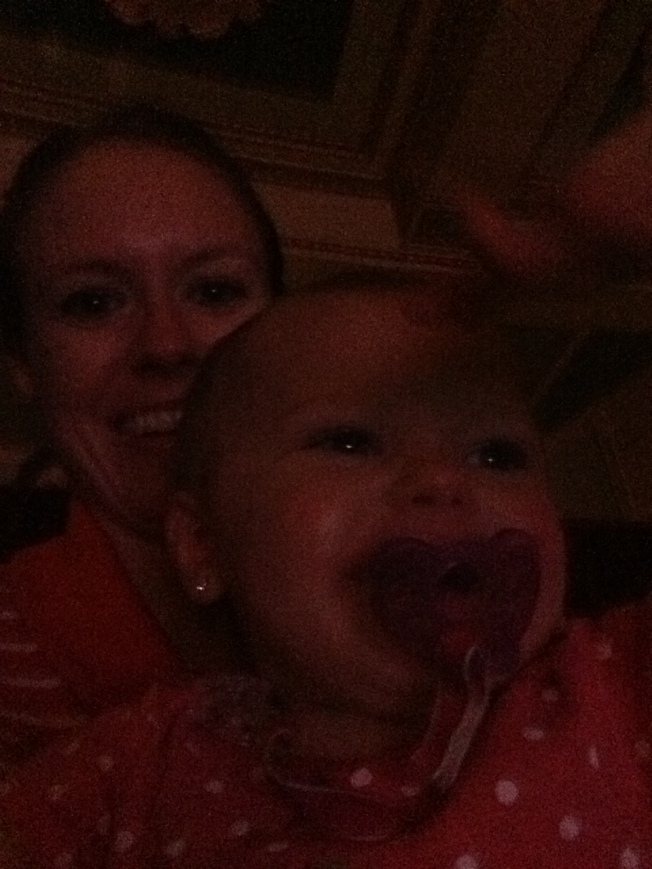 Horrible, dark, grainy picture.  But I think you can see her pure joy!